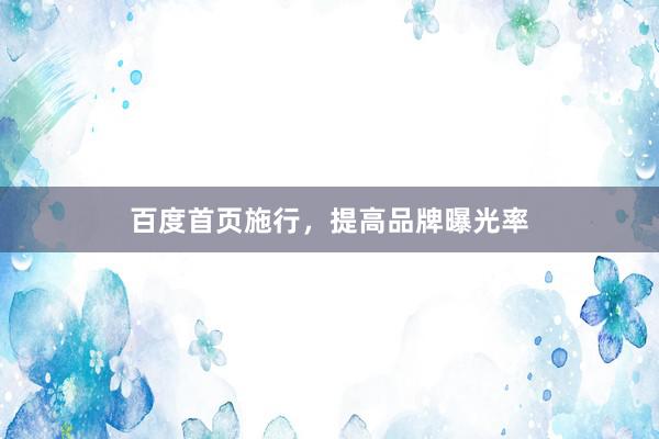 百度首页施行,提高品牌曝光率
